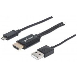 Cable mhl Manhattan micro USB a HDMI macho, con USB-a para alimentación