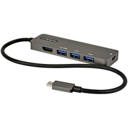 Docking station USB tipo C a HDMI 2.0b 4k de 60 hz (HDR10), PD de 100 w de paso, hub USB 3.0 de 4 puertos, con cable de 30 cm.