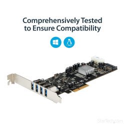 Tarjetas PCI Express StarTech.com - 4 Puertos USB 3.0 UASP 2 Canales de 5 Gbps con Alimentación Molex SATA