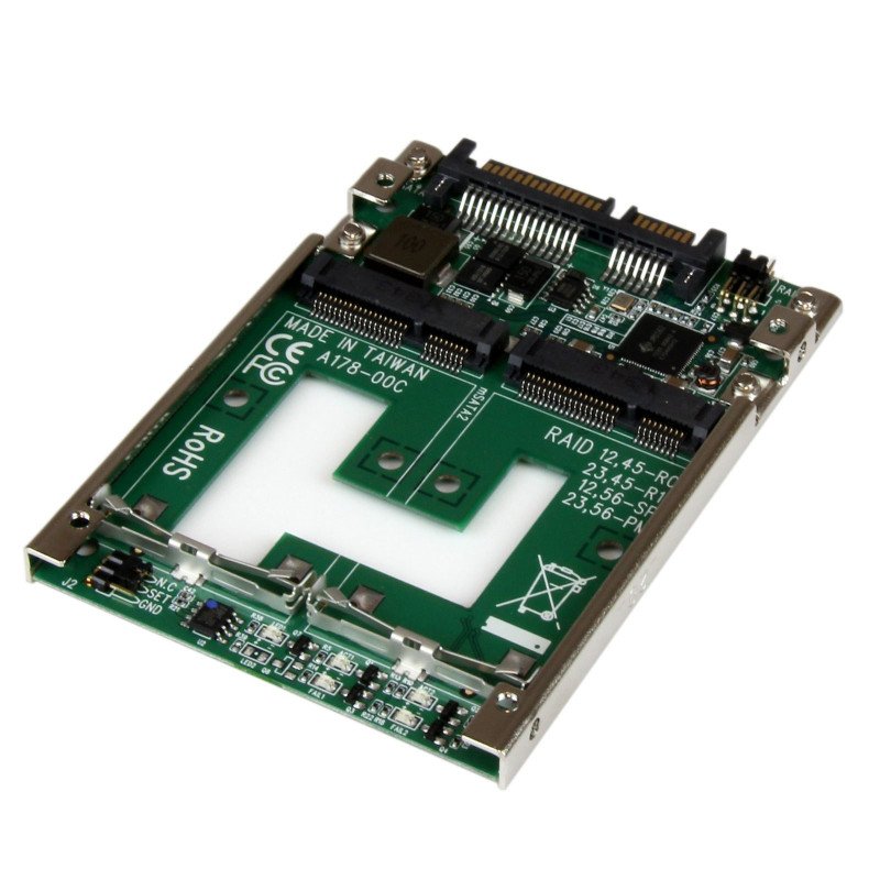 Convertidor mSATA doble a SATA RAID StarTech.com 25SAT22MSAT - Negro