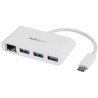 Concentrador USB StarTech.com HB30C3A1GEA - Ethernet, 1000 Mbit/s, USB, Color blanco, 3 puertos