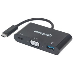 Convertidor Manhattan de video USB-c a svga h + USB3 + USBc