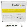 Concentrador USB StarTech.com HB30C3A1GEA - Ethernet, 1000 Mbit/s, USB, Color blanco, 3 puertos