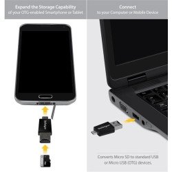 StarTech.com Lector de Tarjetas Adaptador Micro SD a Micro USB OTG para Dispositivos Android