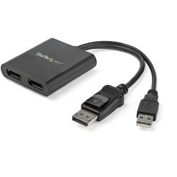 StarTech.com Hub MST de 2 Puertos DisplayPort 1.2 - Divisor Splitter DP de 2 Monitores - Adaptador DP a 2x DisplayPort 4K 30Hz