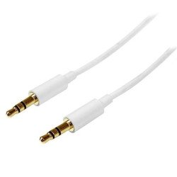 Cable de audio StarTech.com - 1 m, 3.5 mm, 3.5 mm, Macho/Macho, Color blanco