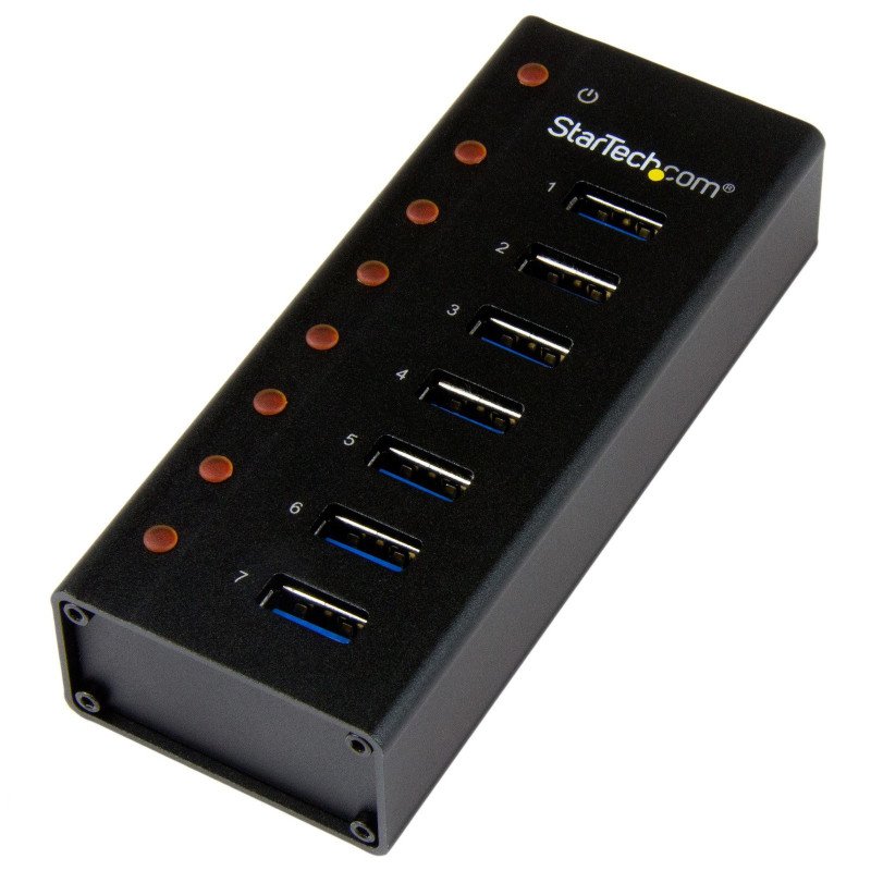 Concentrador USB StarTech.com ST7300U3M - USB 3.0, 5000 Mbit/s, Negro, 7 puertos