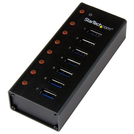 Concentrador USB StarTech.com ST7300U3M - USB 3.0, 5000 Mbit/s, Negro, 7 puertos