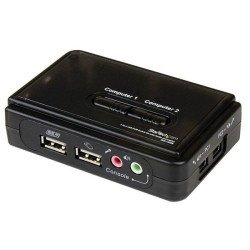 Conmutador StarTech.com - 2, Negro, 1 usuario(s), 2