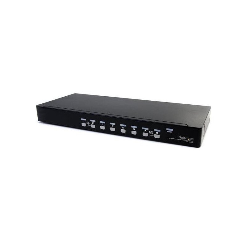 StarTech.com Conmutador Switch KVM 8 Puertos de Vídeo VGA HD15 USB 2.0 USB A y Audio - 1U Rack Estante