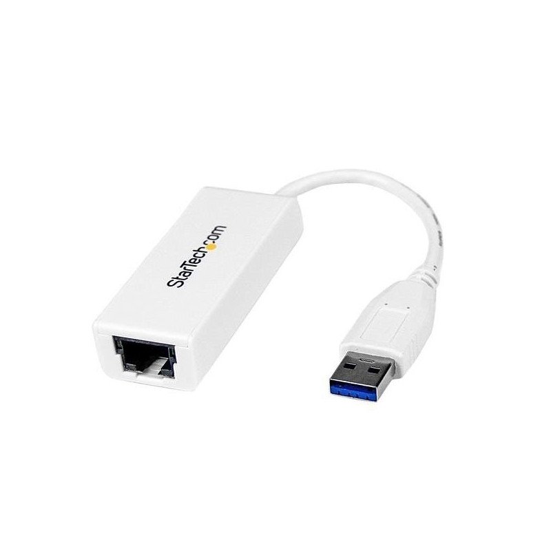 Tarjeta de red externa StarTech.com - RJ-45, USB 3.0 A, Macho/hembra, Color blanco