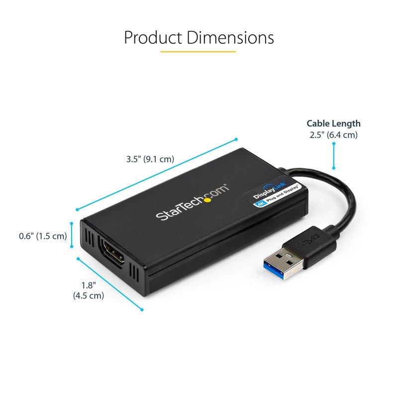 Adaptador gráfico externo StarTech.com USB32HD4K - Negro, HDMI