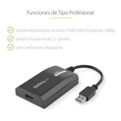 Adaptador gráfico externo StarTech.com USB32HDPRO - Negro, HDMI