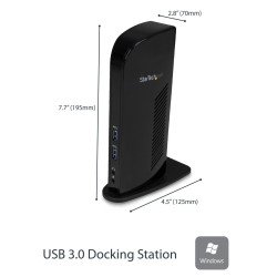 StarTech.com Docking Station USB 3.0 de 2 Monitores para Portátil - HDMI y DVI/VGA - Hub Ladrón 6x USB-A - GbE - Audio -