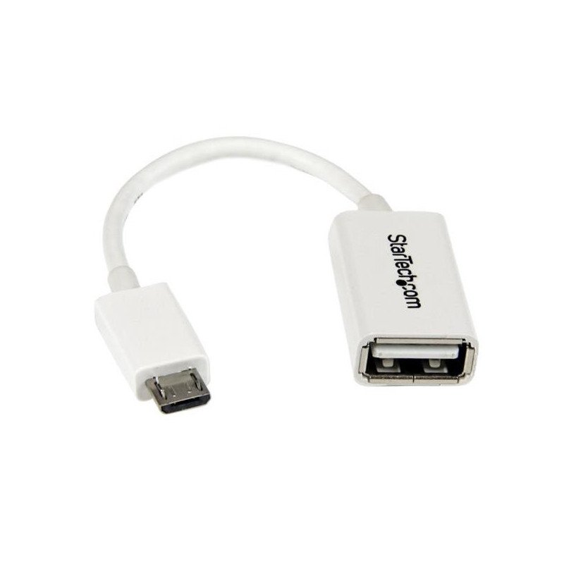 Cable adaptador MicroUSB a USB OTG StarTech.com - Micro-USB B, USB A, Macho/hembra, Color blanco