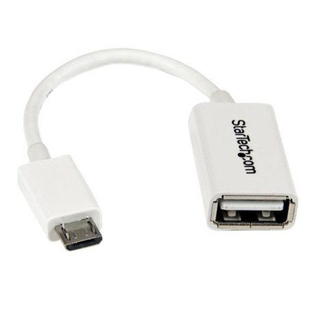 Cable adaptador MicroUSB a USB OTG StarTech.com - Micro-USB B, USB A, Macho/hembra, Color blanco