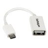 Cable adaptador MicroUSB a USB OTG StarTech.com - Micro-USB B, USB A, Macho/hembra, Color blanco