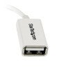 Cable adaptador MicroUSB a USB OTG StarTech.com - Micro-USB B, USB A, Macho/hembra, Color blanco