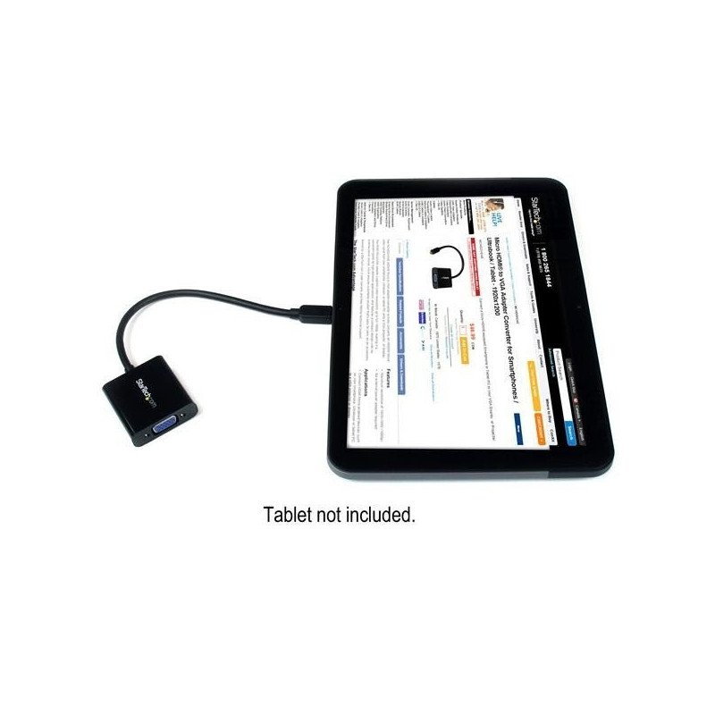 Convertidor HDMI a VGA StarTech.com - Micro HDMI 19 para VGA 15p, Macho/hembra, Negro