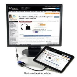 Convertidor HDMI a VGA StarTech.com - Micro HDMI 19 para VGA 15p, Macho/hembra, Negro