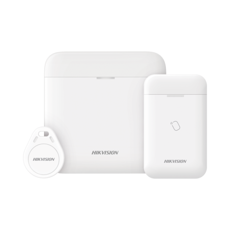 kit de alarma AX Pro para rondines, incluye: 1 hub con batería de respaldo, 1 lector tag, 1 tag, compatible con Hik-con