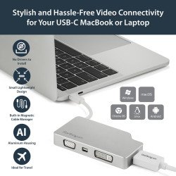 StarTech.com Adaptador USB C Multipuertos de Vídeo HDMI, VGA, Mini DisplayPort o DVI - Convertidor USB Tipo C de Monitor a HDMI