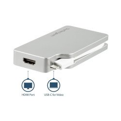 StarTech.com Adaptador USB C Multipuertos de Vídeo HDMI, VGA, Mini DisplayPort o DVI - Convertidor USB Tipo C de Monitor a HDMI