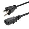 Cable de alimentación StarTech.com - Macho/Macho, 3, 7 m, NEMA 5-15P, Negro