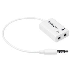 StarTech.com Adaptador de Auriculares con Micrófono Mini-Jack 3,5mm 4 pines a Conectores de Auriculares y de Micrófono - M a
