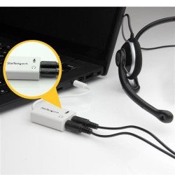 StarTech.com Adaptador de Auriculares con Micrófono Mini-Jack 3,5mm 4 pines a Conectores de Auriculares y de Micrófono - M a