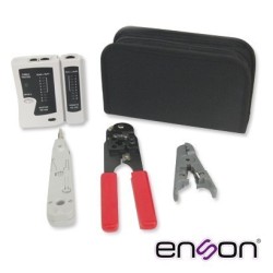 Kit completo Enson ens-ktcb pinzas+tester incluye: -probador de cableado -pinza crimpeadora RJ45 -pinza peladora UTP, STP - + ma