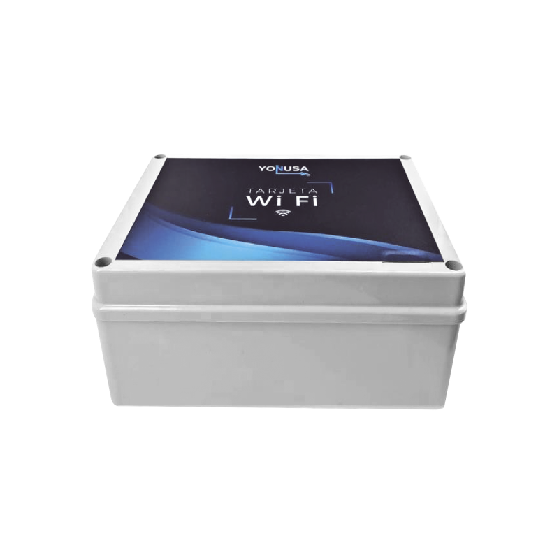 Modulo Wifi lite con gabinete para uso en energizadores yonusa, aplicación sin costo, botón de pánico, 1 salida propósito genera
