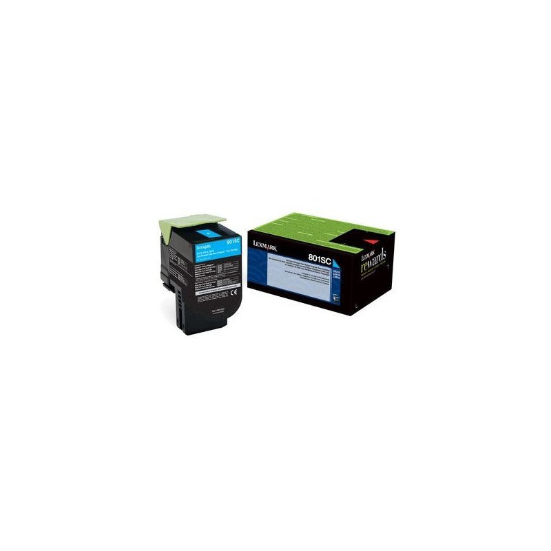 Tóner Lexmark cian 808SC rendimiento estándar 2,000 pág., para CX310, CX410, CX510
