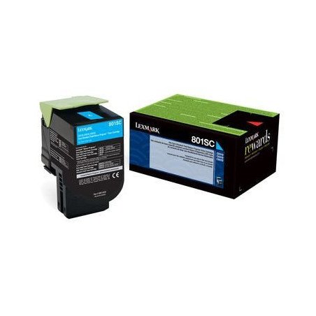 Tóner Lexmark cian 808SC rendimiento estándar 2,000 pág., para CX310, CX410, CX510