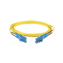Jumper de fibra óptica monomodo 9/125 OS2, LC-LC dúplex, ofnr (riser), color amarillo, 1 metro