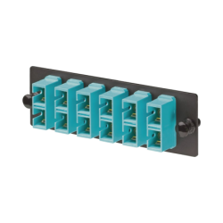Placa acopladora de fibra óptica fap, con 6 conectores SC dúplex (12 fibras), para fibra multimodo OM3, OM4, color aqua