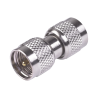 Adaptador barril mini-UHF machos, níquel, oro teflón.
