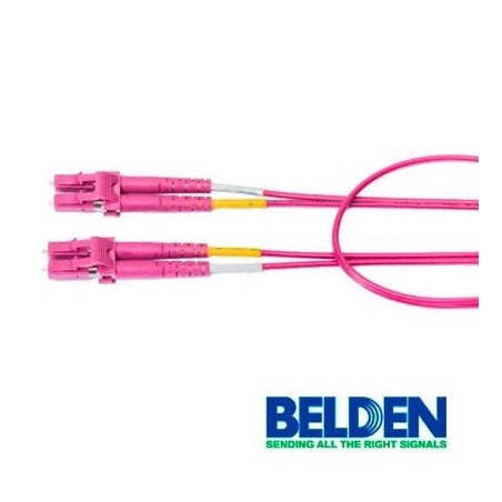 Jumper de fibra óptica Belden FP4LDLD003M forro PVC color violeta flamabilidad ofnr riser tipo de fibra multimodo om4 50/125 mi