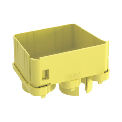 Tapa con 2 salidas a tubo de 1.5in (38mm), para uso con canaletas 4x4 fiberrunner, color amarillo