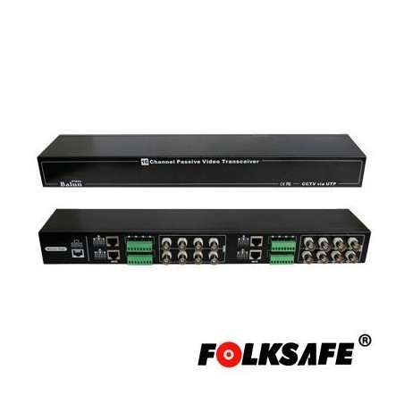 FOLKSAFE FS-HDP4616Transceptor HD hub pasivo de 16 canales Folksafe FS-HDP4616. Transmite video en tiempo real sobre UTP Cat 5e/