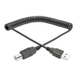 Cable Espiral USB 2.0 Tripp-Lite U022-010-COIL - USB A, USB B, Macho/Macho, 3, 05 m, Negro