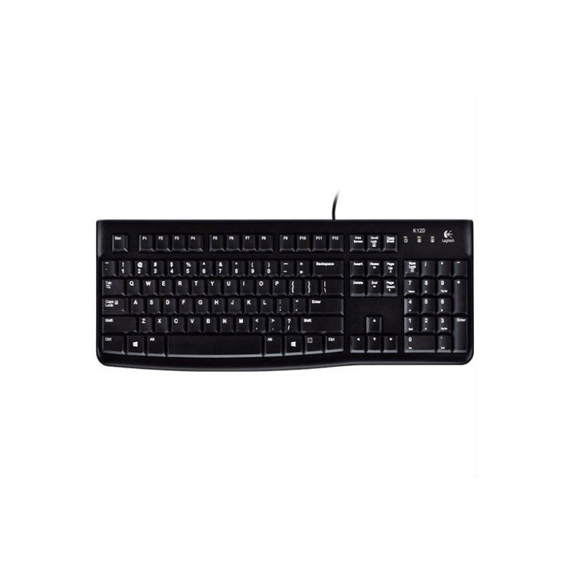 Teclado Logitech K120 negro USB resistente a derrames