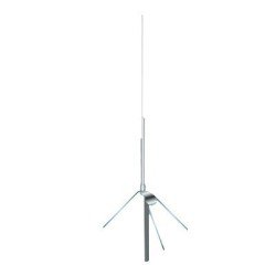 Antena base VHF, de aluminio, fibra de vidrio, rango de frecuencia 148-174 MHz.