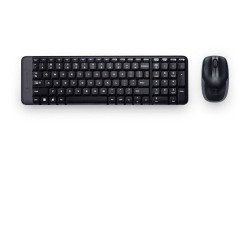 Teclado/mouse Logitech MK220 negro inalámbricos compacto USB alcance hasta 10 mts