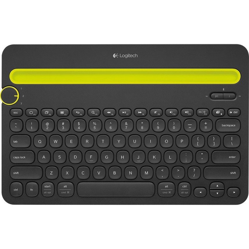Teclado Logitech K480 negro/amarillo inalámbrico bluetooth multiplataforma PC/Tablet/Smartphone