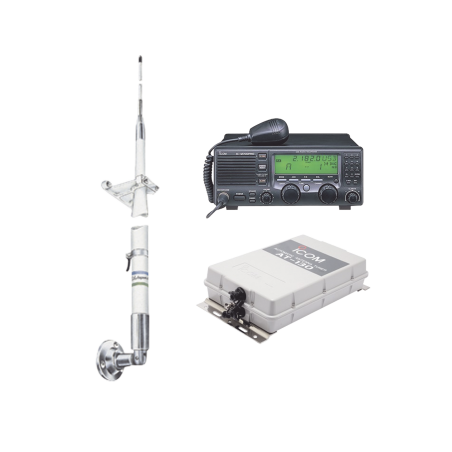 Kit de radio IC-M700pro con sintonizador de antena AT-130 y antena HF 