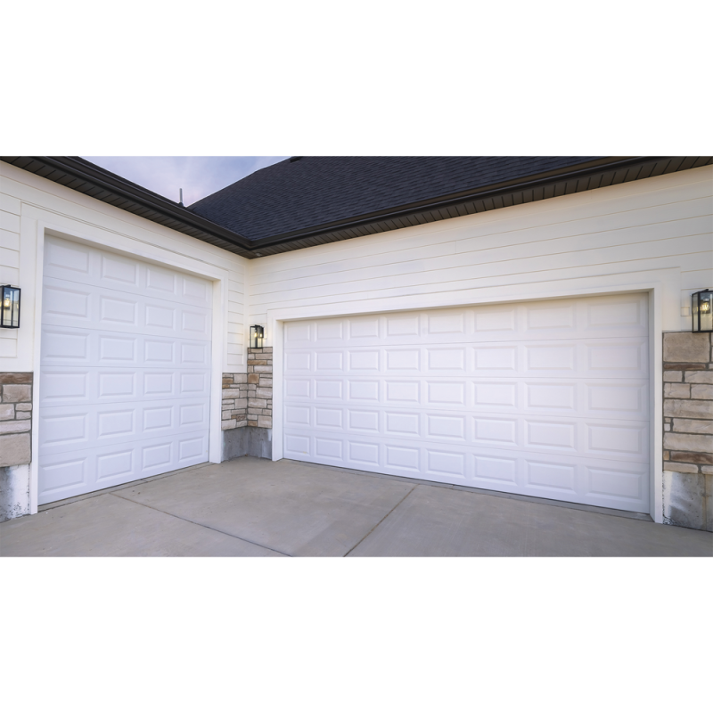 Puerta de cochera de alta calidad, color blanco 18x8 pies, aislada, estilo americana, cuadro corto.