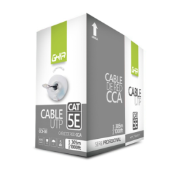 Bobina de cable marca Ghia cat5e UTP CCA color gris 24 AWG 305m 1000ft