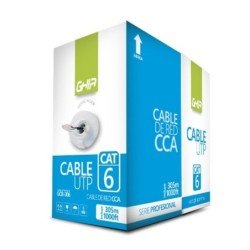 Bobina de cable marca Ghia cat6 UTP CCA color azul 23 AWG UTP 305m 1000ft