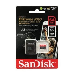 Memoria SanDisk extreme pro 64GB micro SDXC 170MB/s 4k clase 10 a2 v30 con adaptador